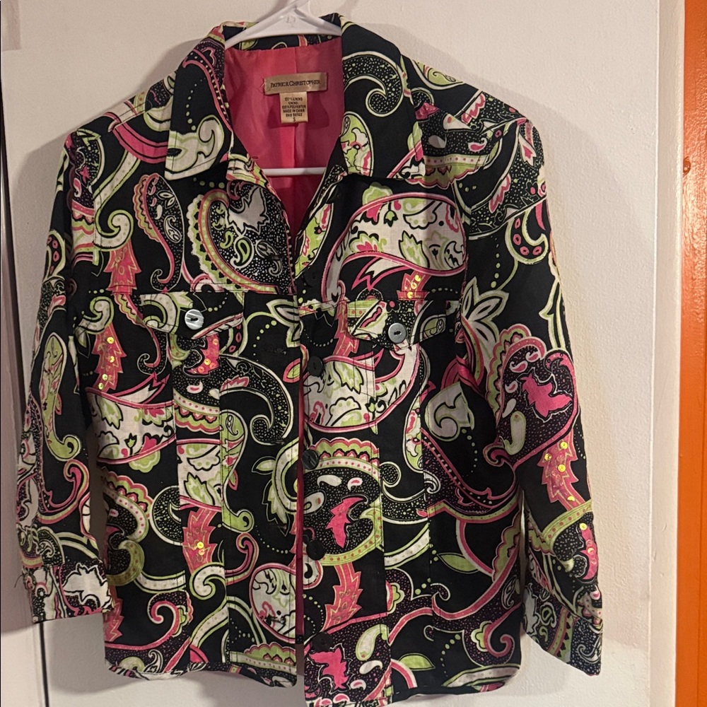 Women's Paisley Blazer - Black, Pink, and Green
